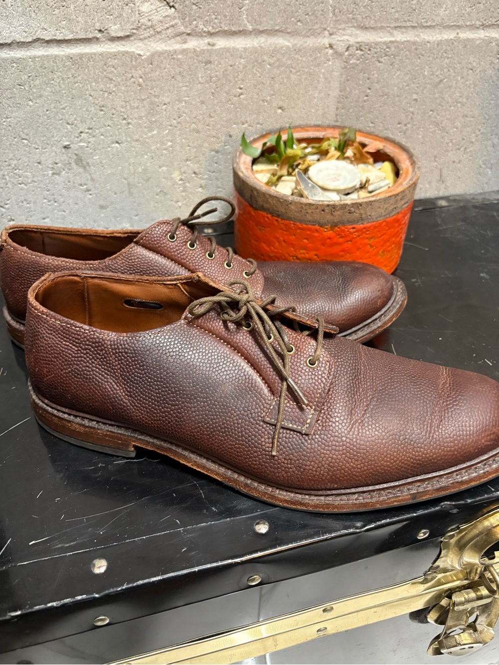 Allen Edmonds Brown Pebbled Leather Derby Shoes